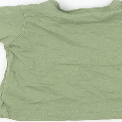 Matalan Baby Green  Cotton Basic T-Shirt Size 0-3 Months Crew Neck Snap
