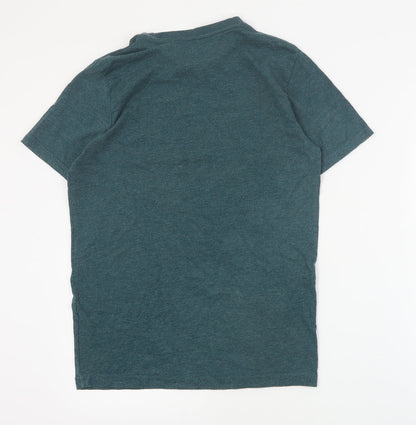 Dunnes Mens Green  Cotton  T-Shirt Size XS Crew Neck  - Christmas