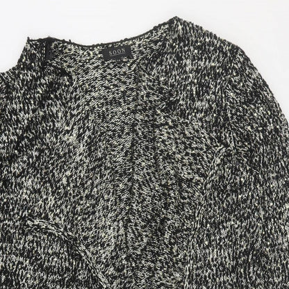 Soon Womens Black V-Neck  Polyester Cardigan Jumper Size 14