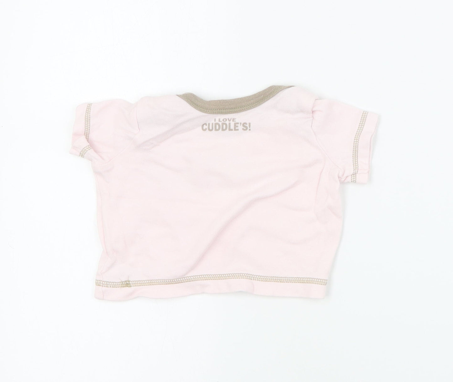 Matalan Baby Pink  Cotton Basic T-Shirt Size 0-3 Months Round Neck Pullover - Slogan