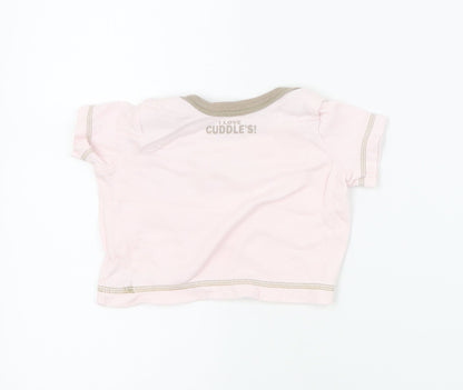 Matalan Baby Pink  Cotton Basic T-Shirt Size 0-3 Months Round Neck Pullover - Slogan