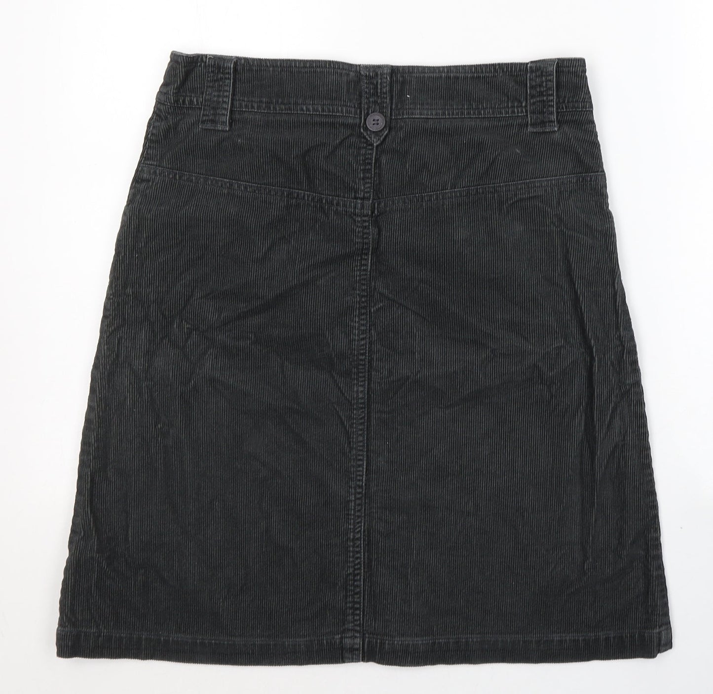 New Look Womens Black  Cotton A-Line Skirt Size 10   Button