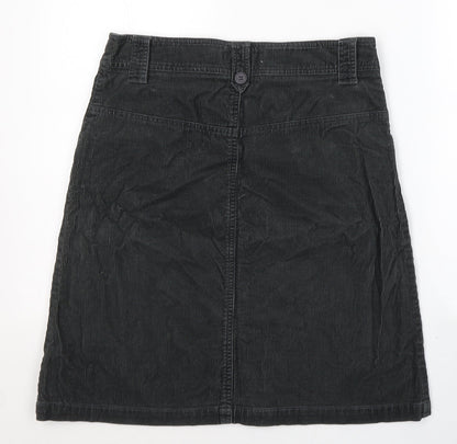 New Look Womens Black  Cotton A-Line Skirt Size 10   Button