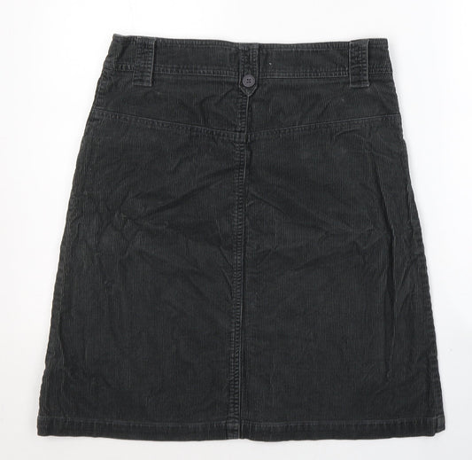 New Look Womens Black  Cotton A-Line Skirt Size 10   Button