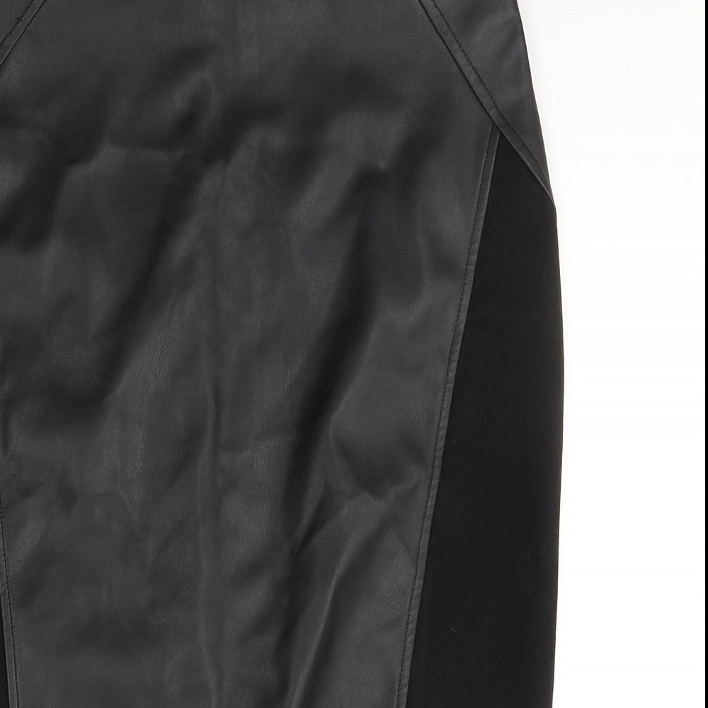 F&F Womens Black  Polyethylene A-Line Skirt Size 10   Zip