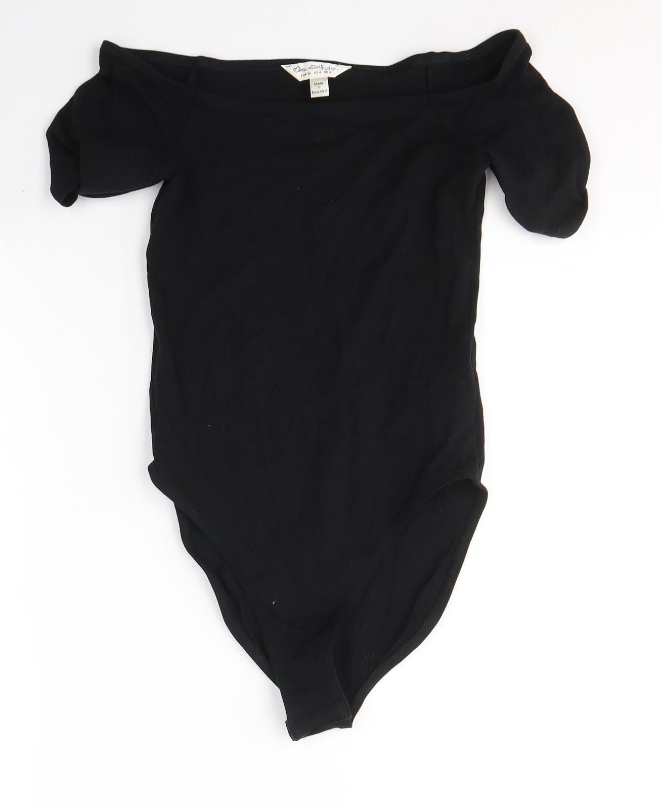 Miss Selfridge Womens Black  Cotton Bodysuit One-Piece Size 8  Button
