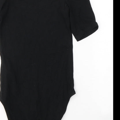 Miss Selfridge Womens Black  Cotton Bodysuit One-Piece Size 8  Button