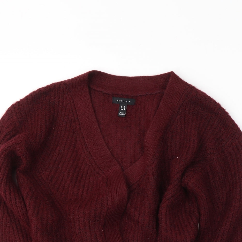 Womens UK Size M New Look Red Cardigan Jumper