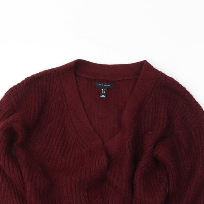 Womens UK Size M New Look Red Cardigan Jumper
