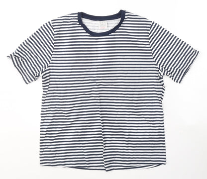 Womens UK Size M Anne De Lancay Blue Basic T-Shirt
