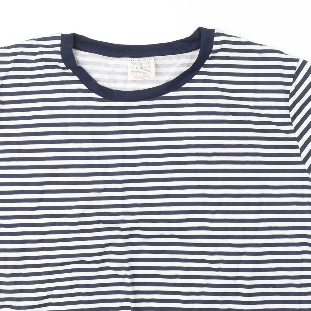 Womens UK Size M Anne De Lancay Blue Basic T-Shirt