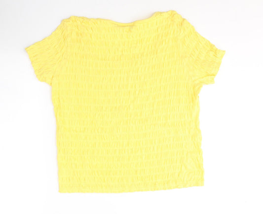 Womens UK Size 16 Afibel Yellow Jersey T-Shirt
