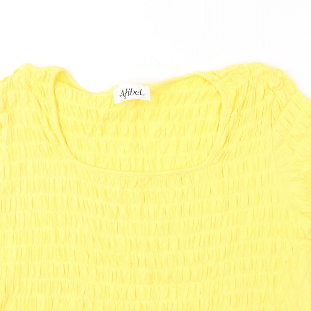 Womens UK Size 16 Afibel Yellow Jersey T-Shirt