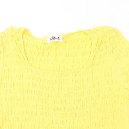 Womens UK Size 16 Afibel Yellow Jersey T-Shirt