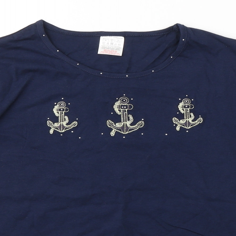 Womens UK Size M Anne De Lancay Blue Basic T-Shirt