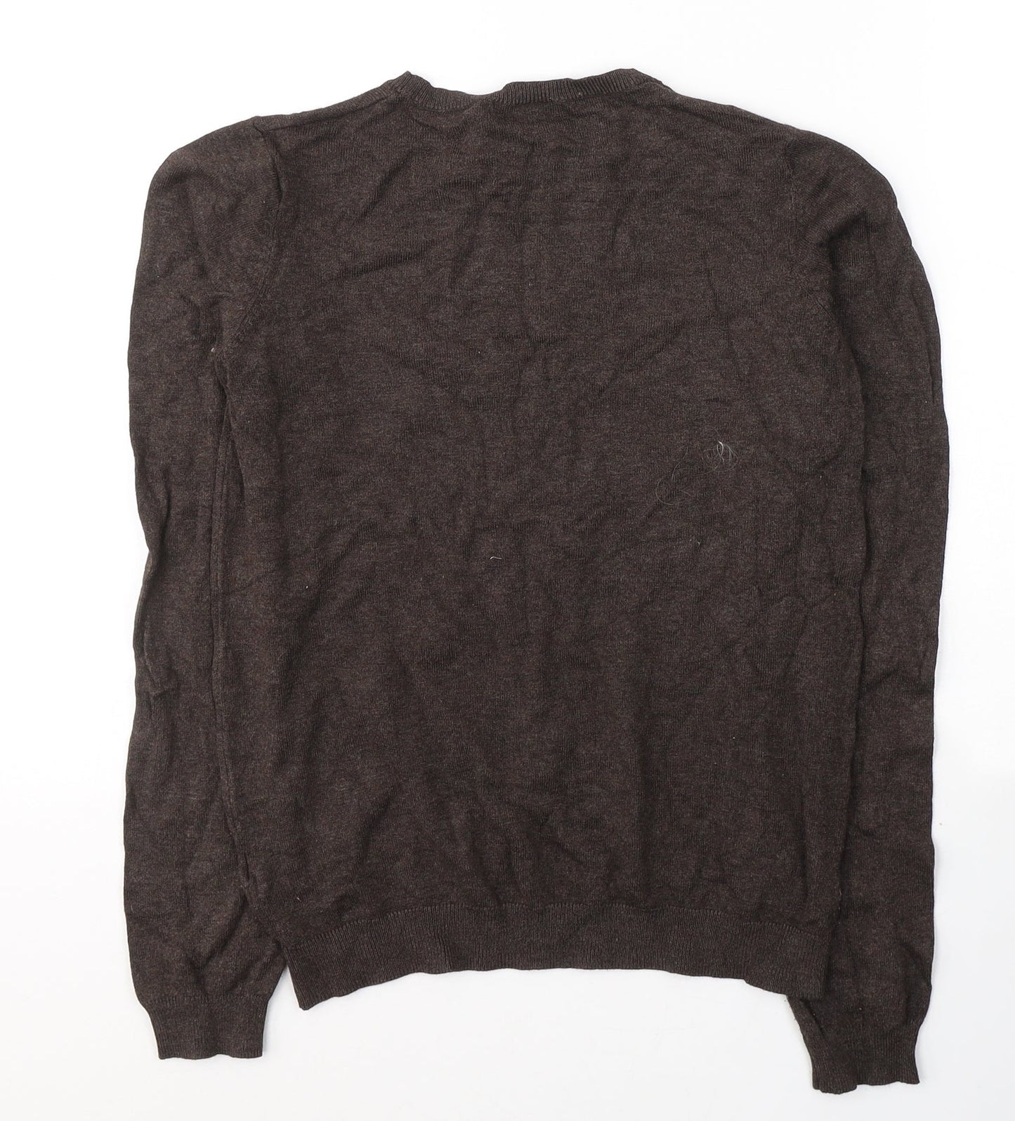 H&M Mens Brown Round Neck  Viscose Pullover Jumper Size S