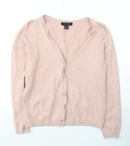 Atmosphere Womens Pink V-Neck  Polyester Cardigan Jumper Size 12
