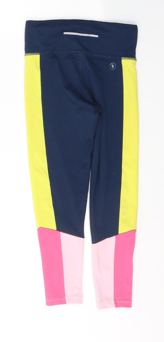 Leigh Tucker Girls Blue Colourblock Polyester Pedal Pusher Trousers Size 7-8 Years  Regular Pullover