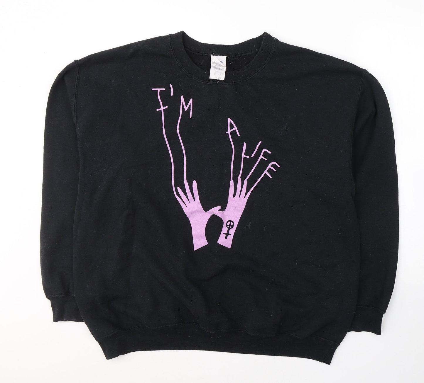 Gildan Womens Black  Cotton Pullover Sweatshirt Size L  Pullover - I'm A Life