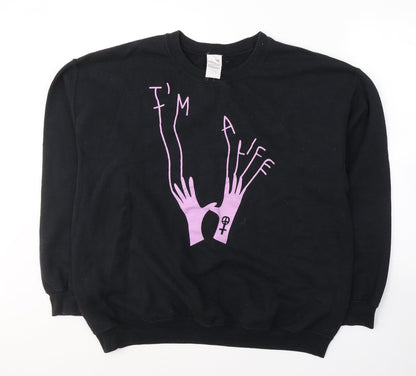 Gildan Womens Black  Cotton Pullover Sweatshirt Size L  Pullover - I'm A Life