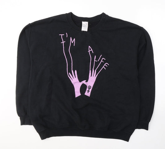 Gildan Womens Black  Cotton Pullover Sweatshirt Size L  Pullover - I'm A Life