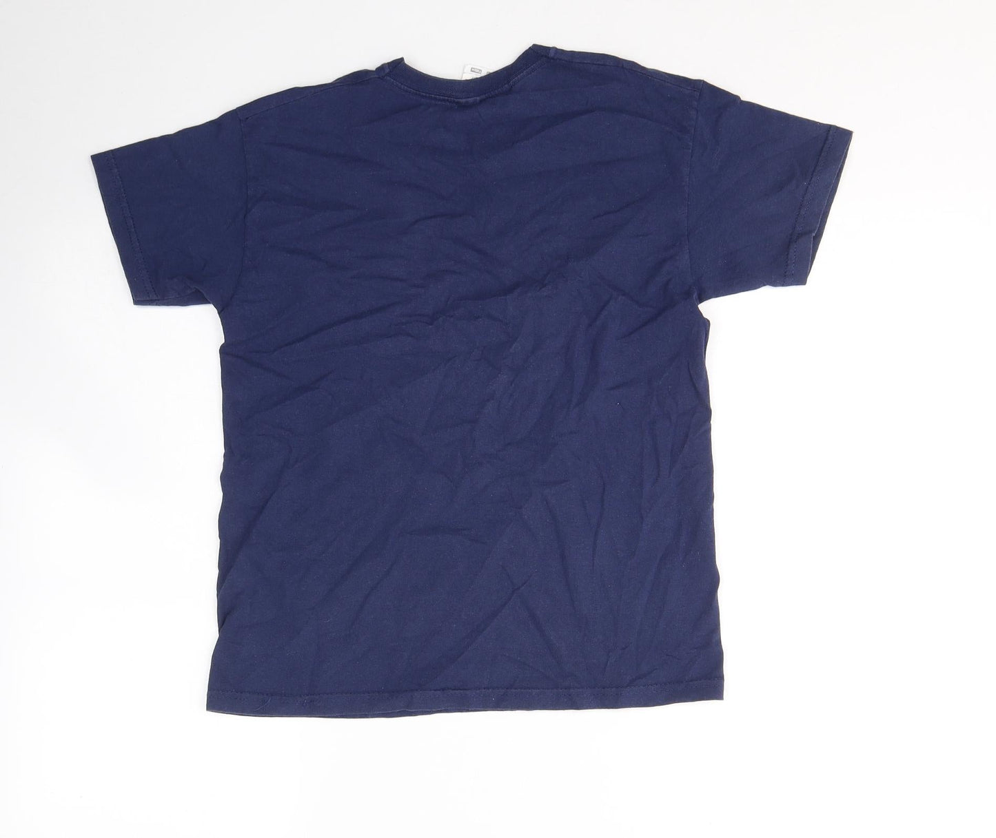 Fruit of the Loom Boys Blue  Cotton Basic T-Shirt Size 9-10 Years Round Neck Pullover - Crazy Bunny