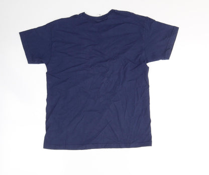 Fruit of the Loom Boys Blue  Cotton Basic T-Shirt Size 9-10 Years Round Neck Pullover - Crazy Bunny