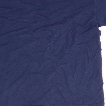 Fruit of the Loom Boys Blue  Cotton Basic T-Shirt Size 9-10 Years Round Neck Pullover - Crazy Bunny