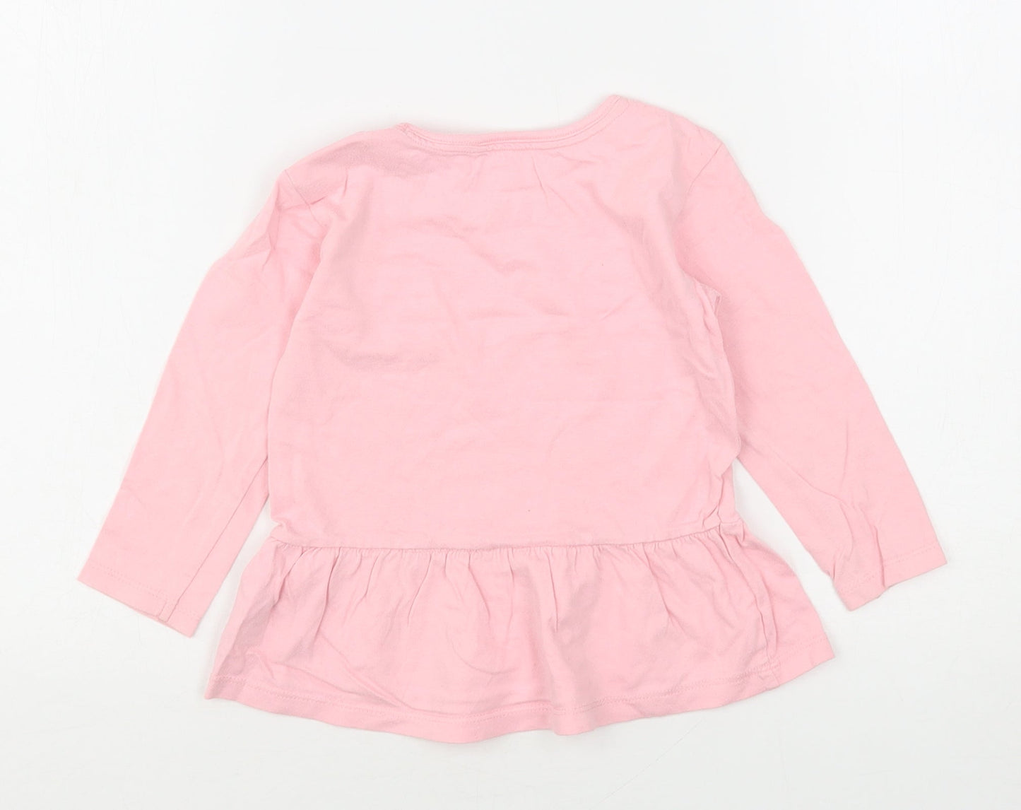Lullaby Girls Pink  Cotton Basic T-Shirt Size 12-18 Months Roll Neck