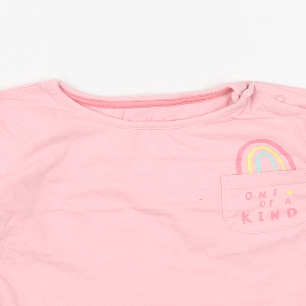 Lullaby Girls Pink  Cotton Basic T-Shirt Size 12-18 Months Roll Neck