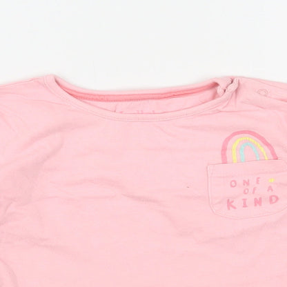 Lullaby Girls Pink  Cotton Basic T-Shirt Size 12-18 Months Roll Neck