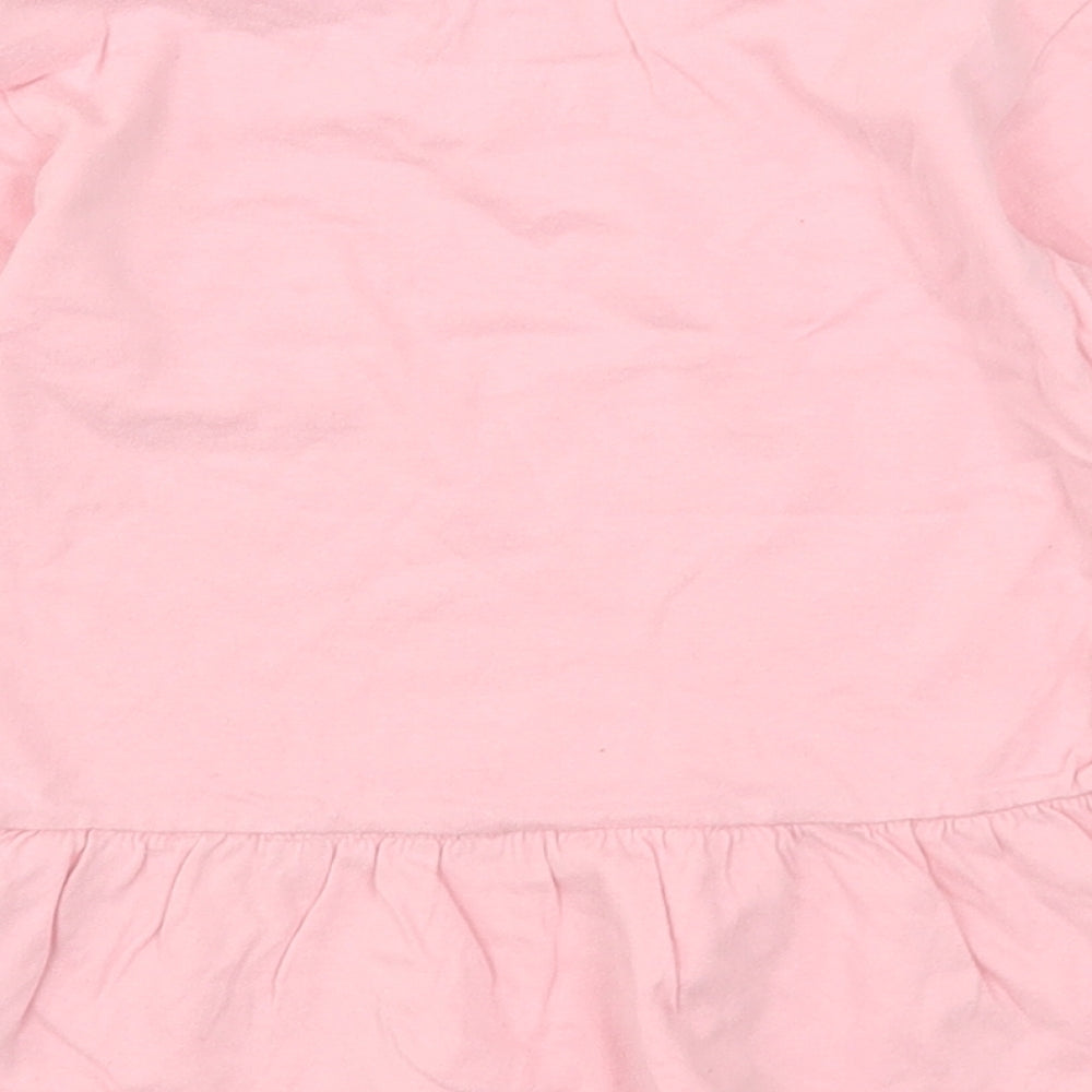 Lullaby Girls Pink  Cotton Basic T-Shirt Size 12-18 Months Roll Neck
