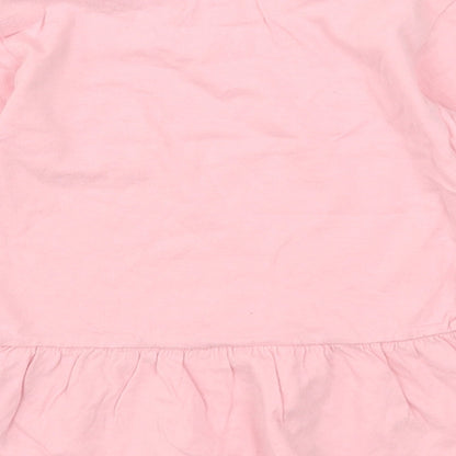 Lullaby Girls Pink  Cotton Basic T-Shirt Size 12-18 Months Roll Neck