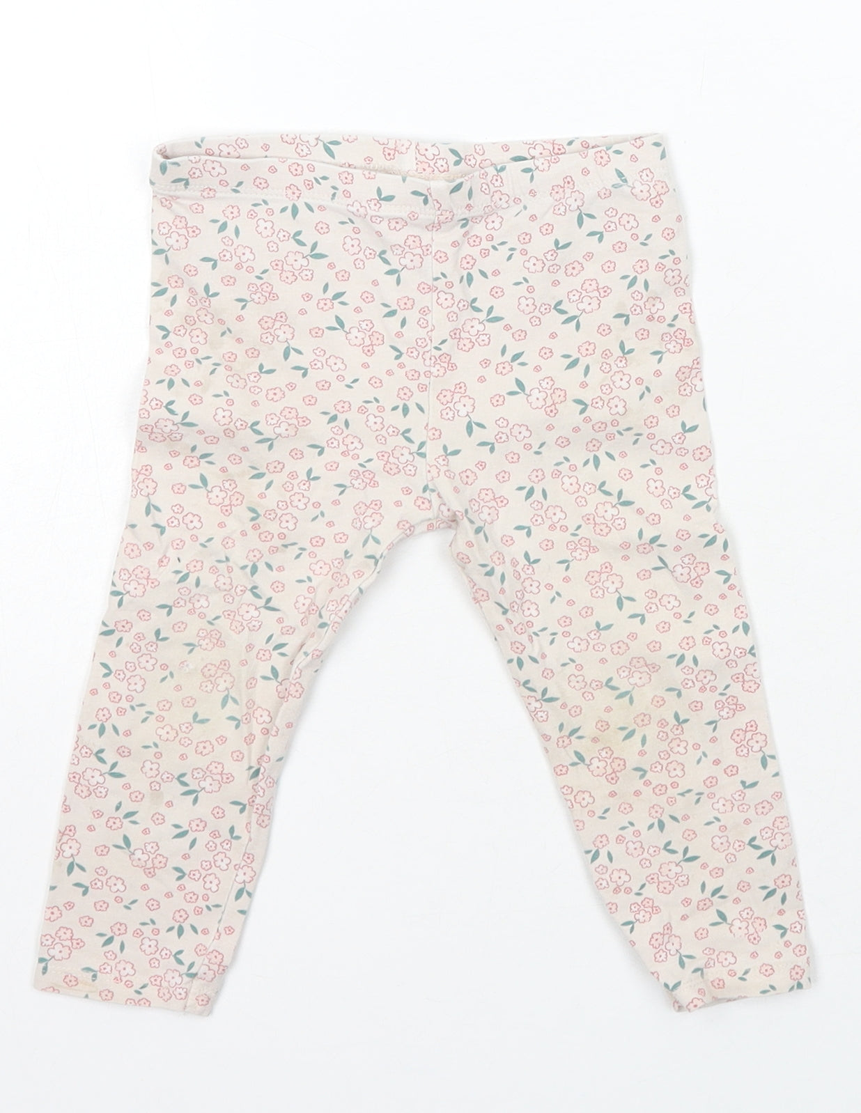 So Cute Girls Ivory Floral Cotton Jogger Trousers Size 18-24 Months  Pullover