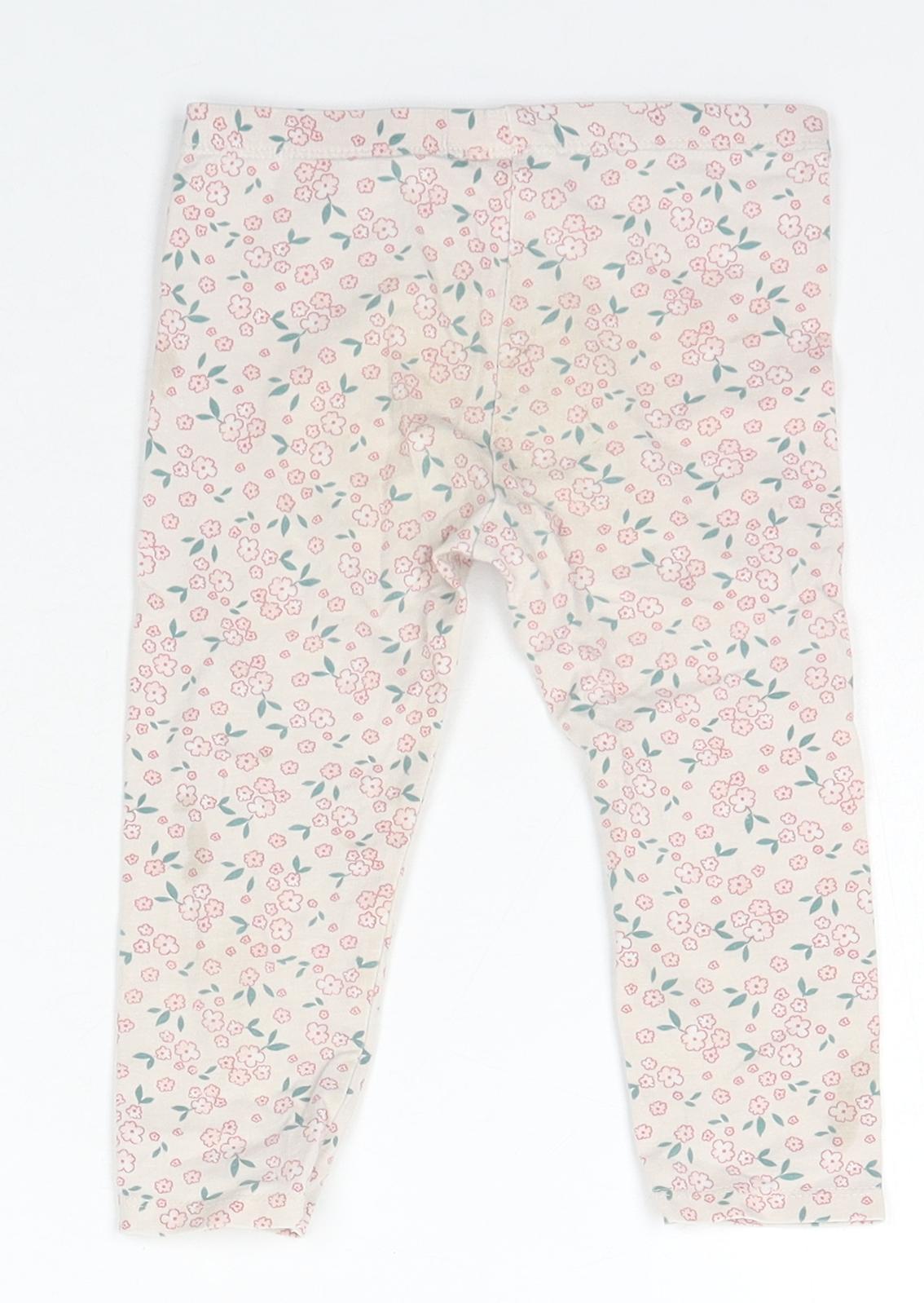 So Cute Girls Ivory Floral Cotton Jogger Trousers Size 18-24 Months  Pullover