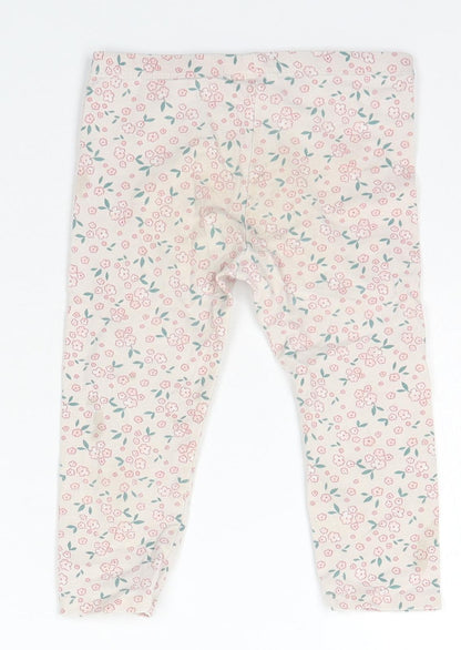 So Cute Girls Ivory Floral Cotton Jogger Trousers Size 18-24 Months  Pullover