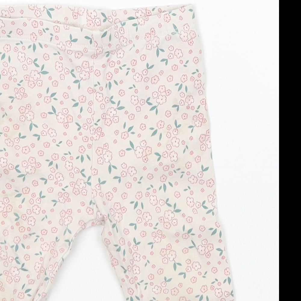 So Cute Girls Ivory Floral Cotton Jogger Trousers Size 18-24 Months  Pullover