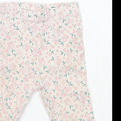 So Cute Girls Ivory Floral Cotton Jogger Trousers Size 18-24 Months  Pullover