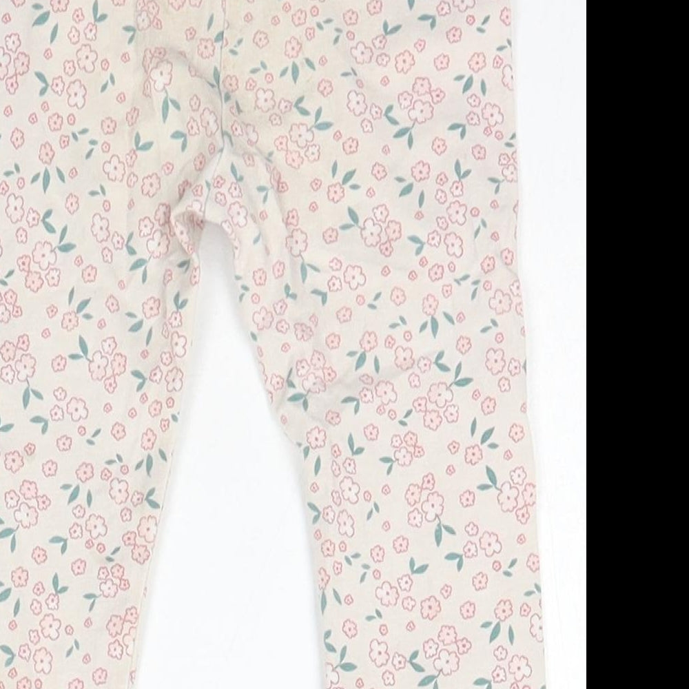 So Cute Girls Ivory Floral Cotton Jogger Trousers Size 18-24 Months  Pullover