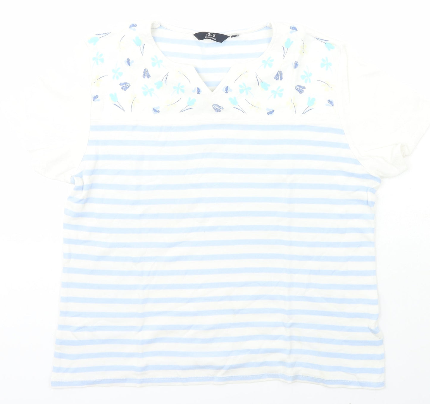 Womens UK Size L Isle Essentials White Basic T-Shirt