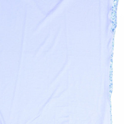 Dunnes Stores Womens Blue Floral Viscose Basic T-Shirt Size S V-Neck