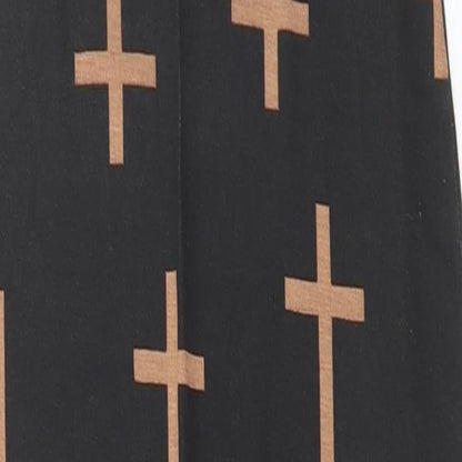 Boohoo Womens Brown Geometric Viscose Bodycon  Size 10  Scoop Neck Pullover