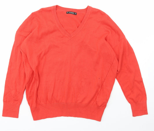 Dunnes Stores Womens Red V-Neck  Cotton Pullover Jumper Size M