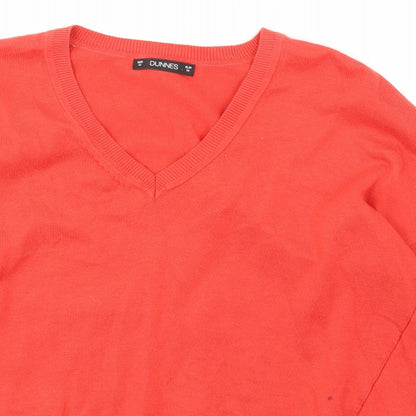 Dunnes Womens Red V-Neck  Cotton Pullover Jumper Size M