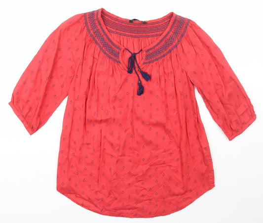 Womens UK Size 10 Dunnes Stores Red Kimono T-Shirt