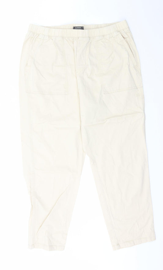 Dunnes Stores Womens Beige  Cotton Trousers  Size L L26.5 in Regular