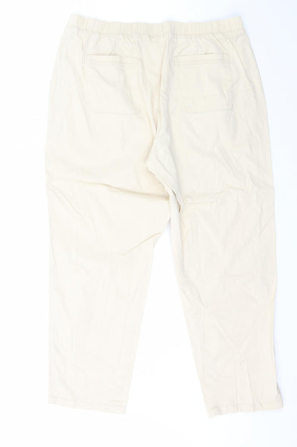 Dunnes Stores Womens Beige  Cotton Trousers  Size L L26.5 in Regular