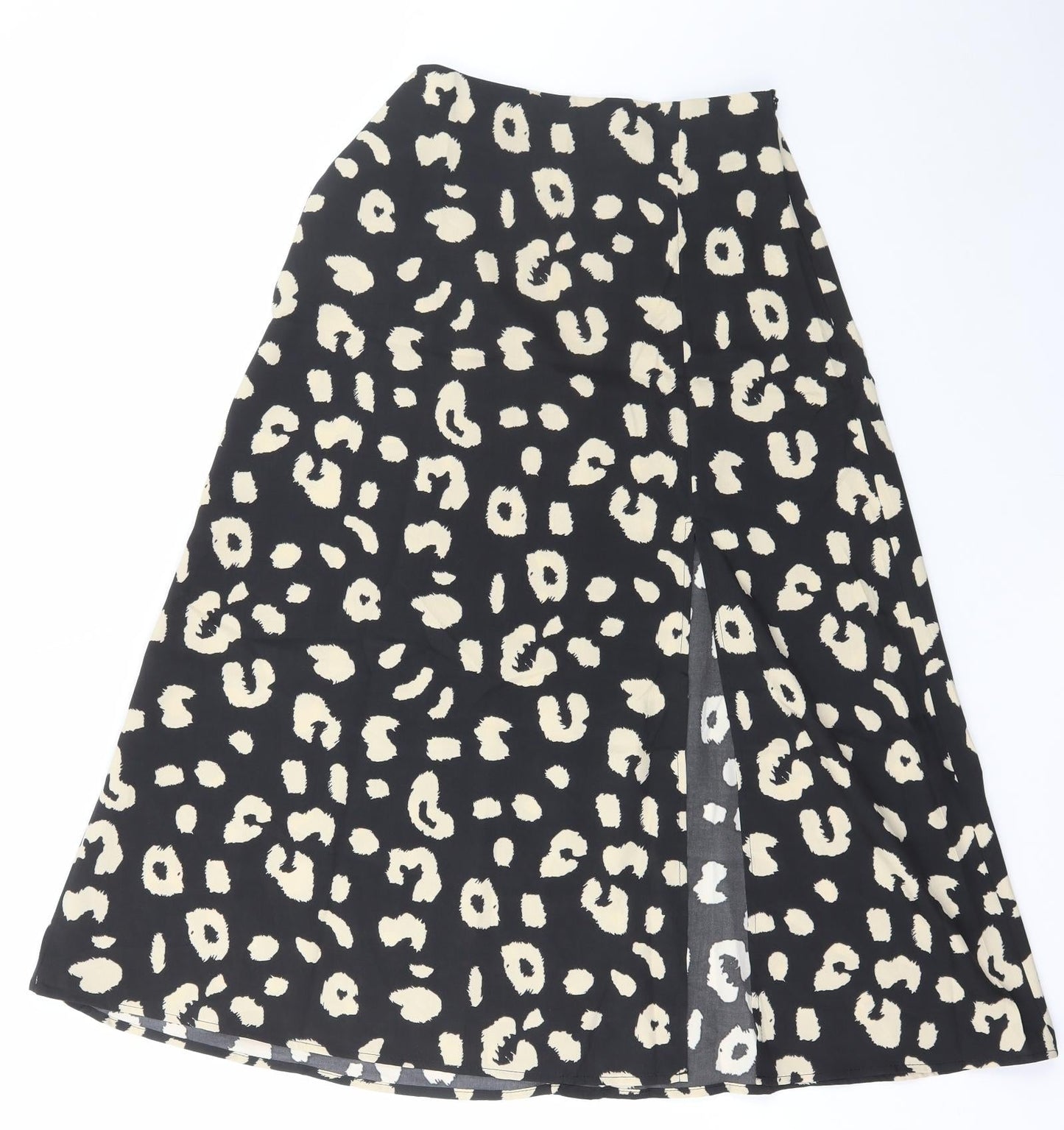 SheIn Womens Black Animal Print Polyester A-Line Skirt Size S   Zip