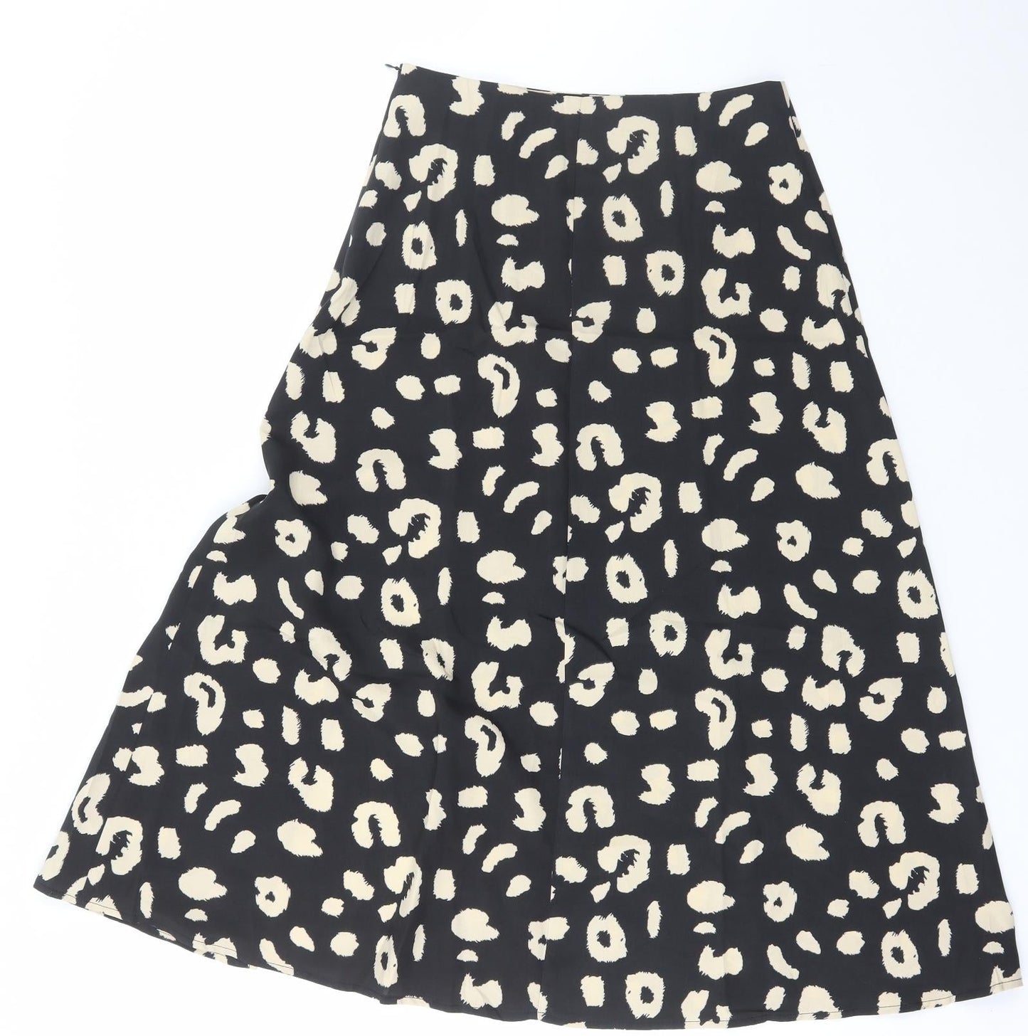 SheIn Womens Black Animal Print Polyester A-Line Skirt Size S   Zip