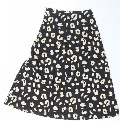 SheIn Womens Black Animal Print Polyester A-Line Skirt Size S   Zip